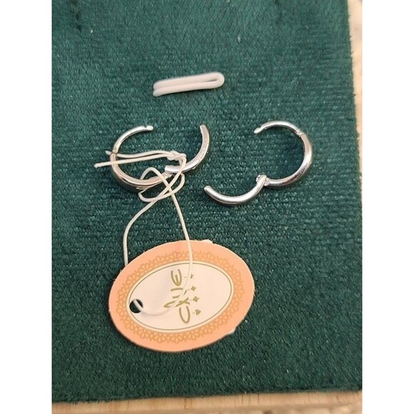 Clue Sterling Silver Hoop Earrings 12mm – Made in Korea, Minimalist Thick Huggie - Picture 3 of 7